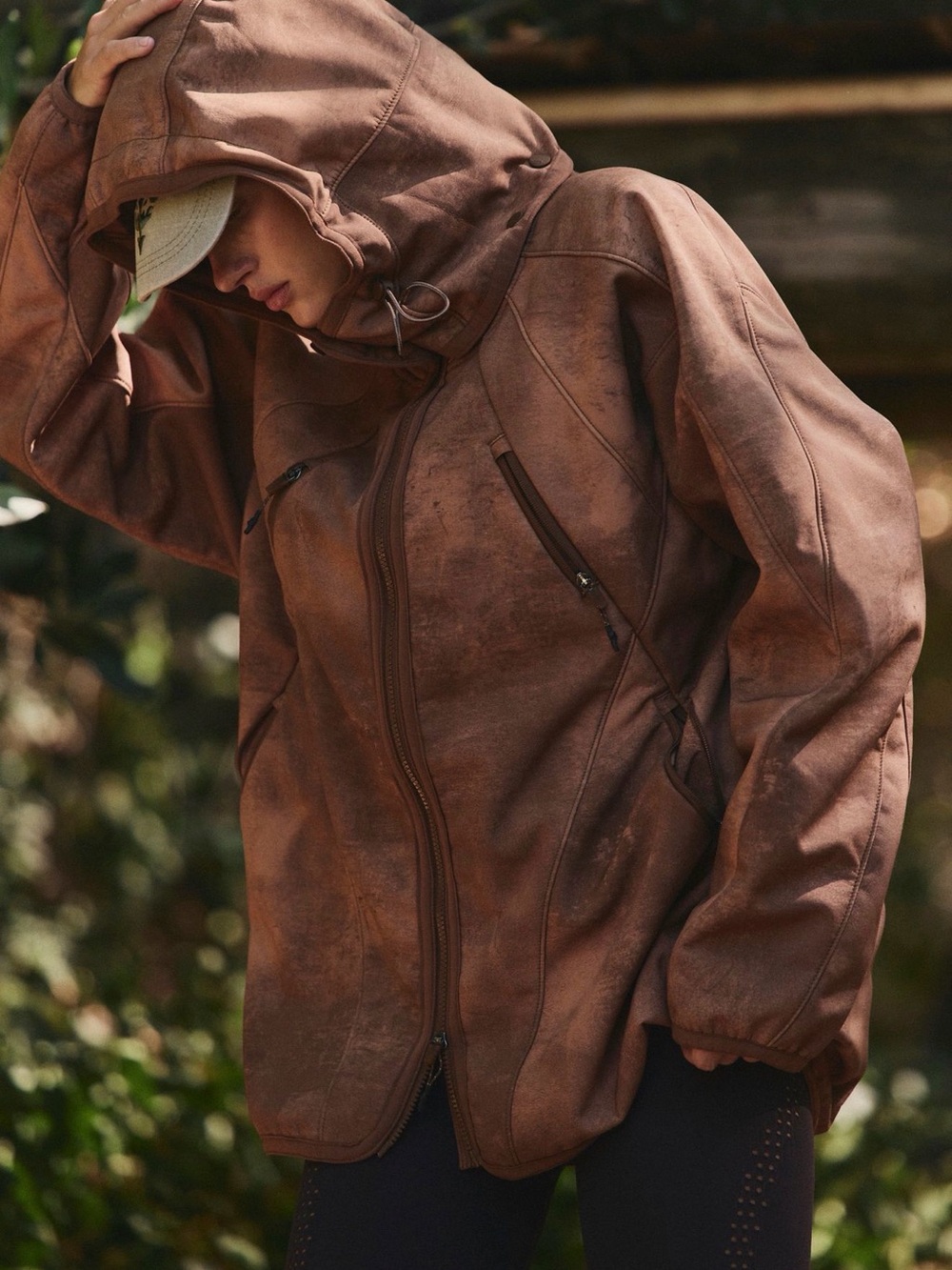 Free People Brown Hooded Utility Jacket